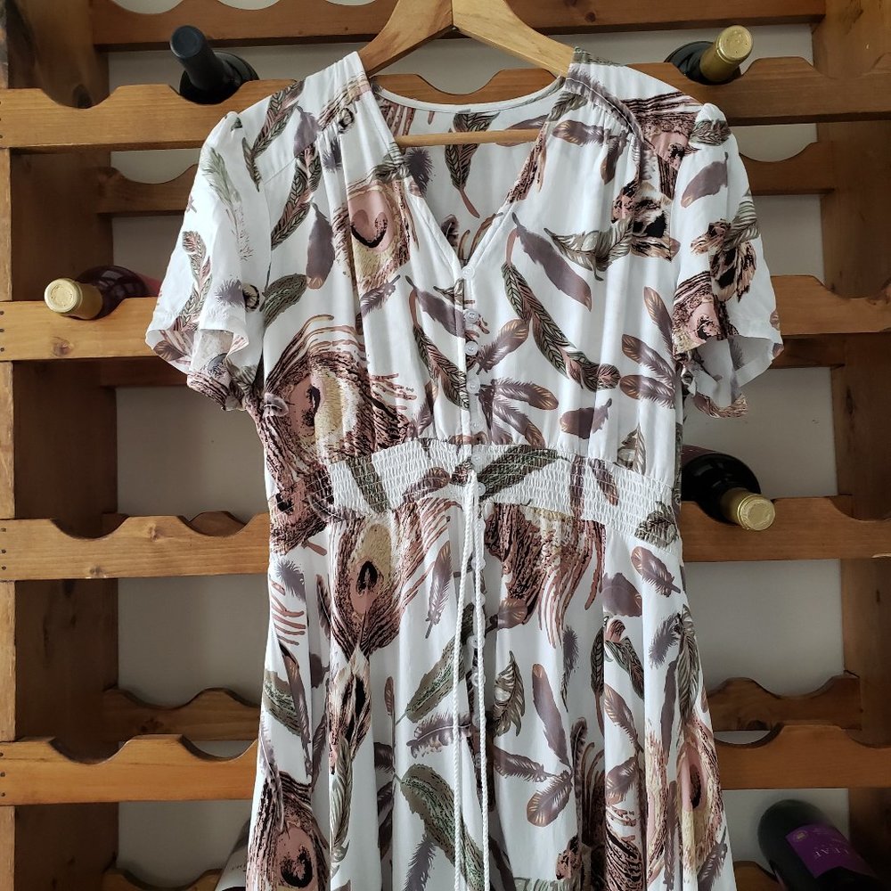 Peacock Feather Sun Dress Size L